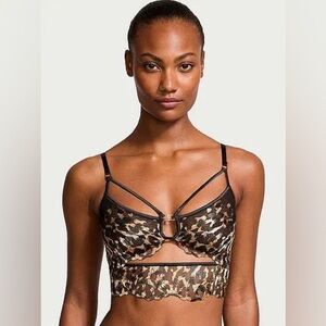 Victoria's Secret Embroidery Leopard Print Strappy Bra Top